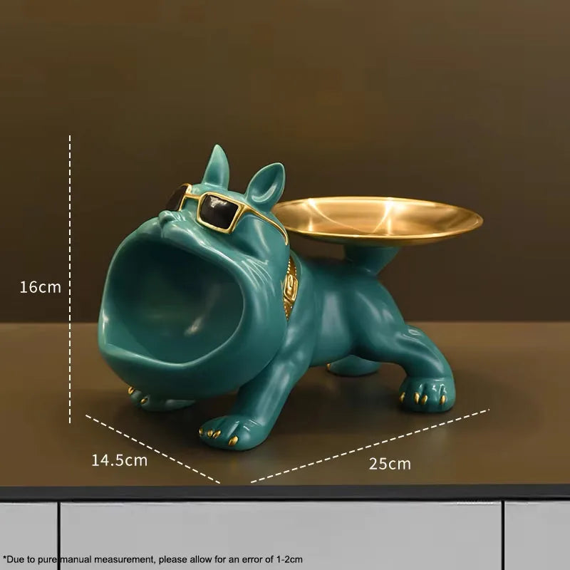 Charming Bulldog Resin Sculpture: Stylish Storage Tray and Unique Home Decor Piece